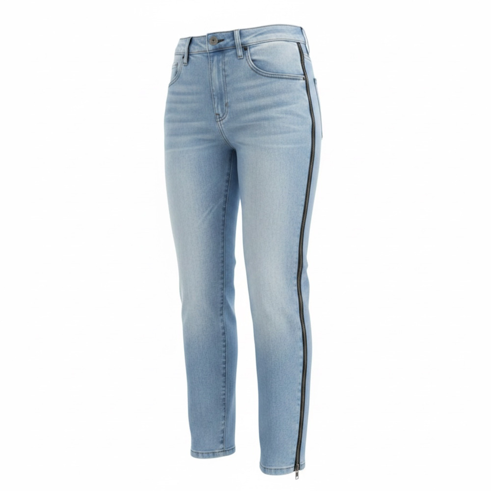 Venus Light Wash Side Stripe Zip Detail Skinny Jeans Size 14